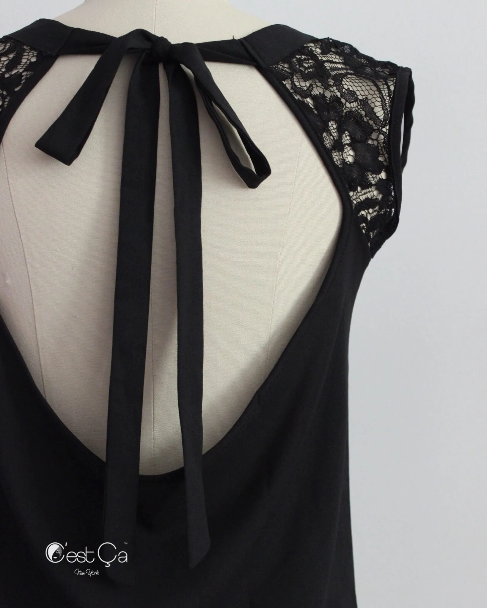 Molly Black Open Back Lace Top