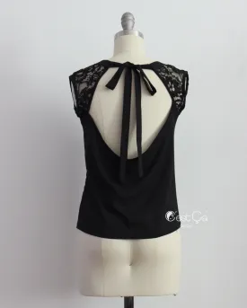 Molly Black Open Back Lace Top