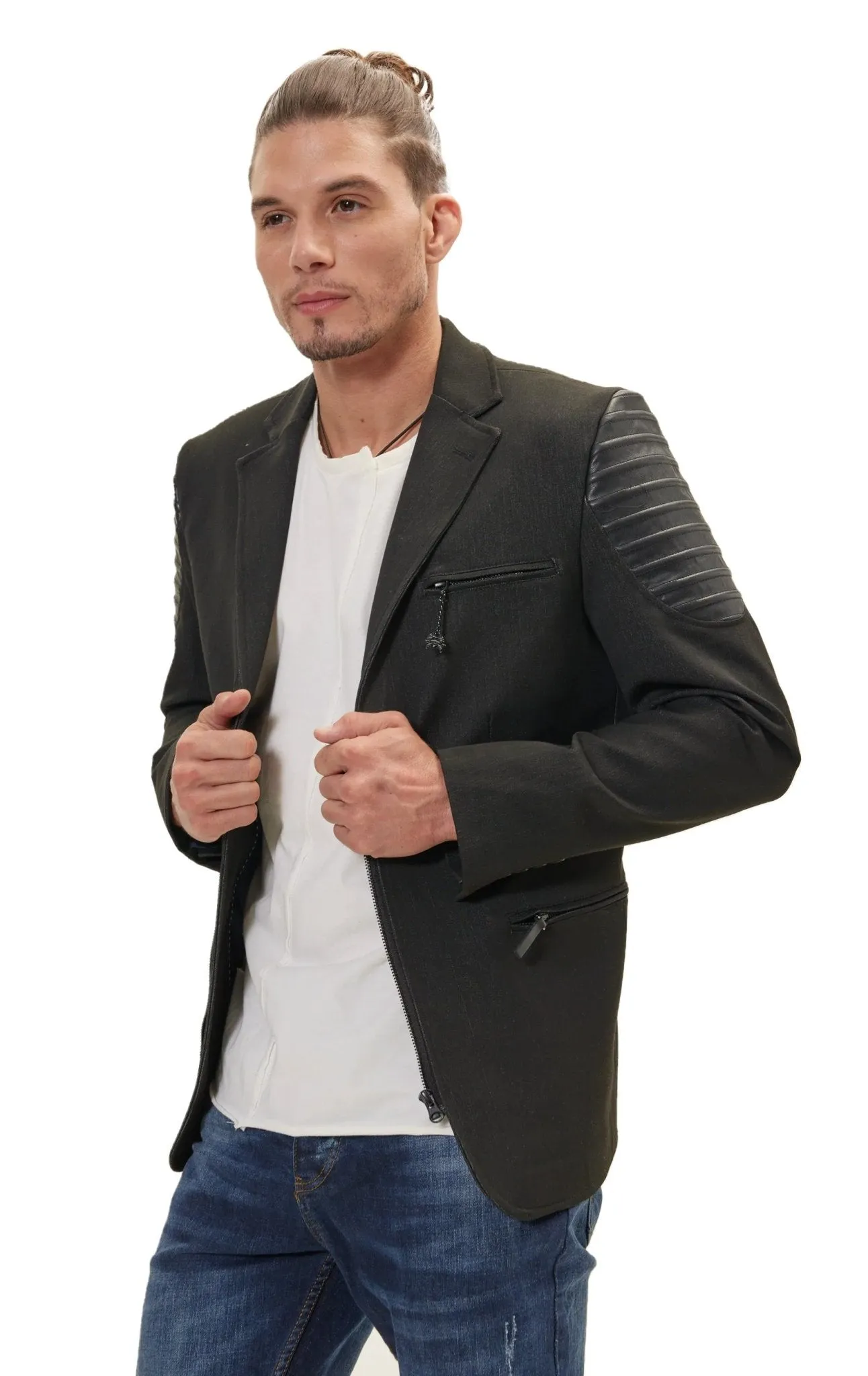 Moto Cross Shoulder Sports Coat - Black