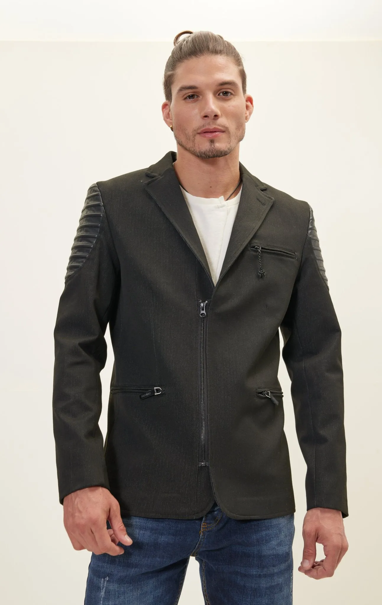 Moto Cross Shoulder Sports Coat - Black