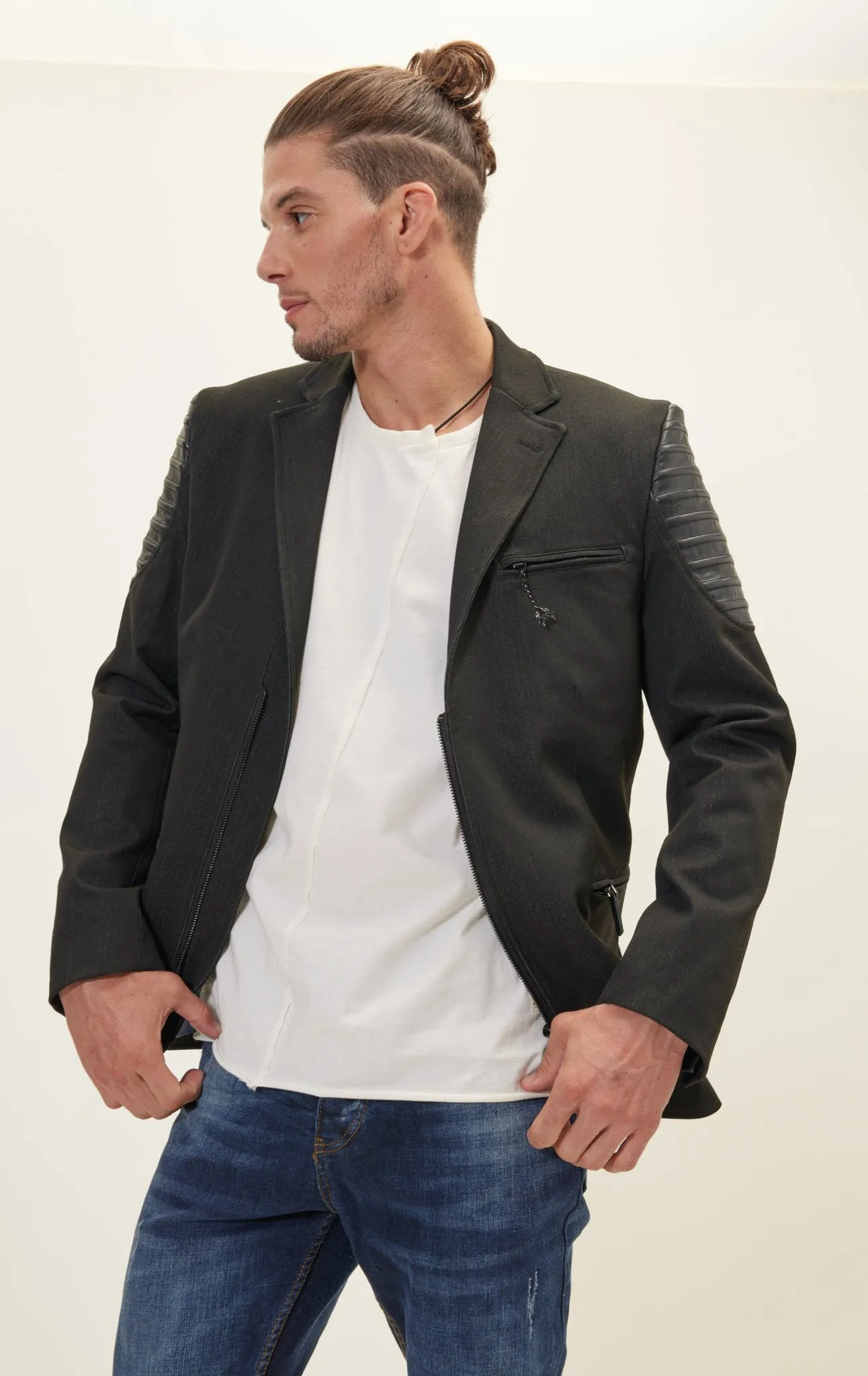 Moto Cross Shoulder Sports Coat - Black