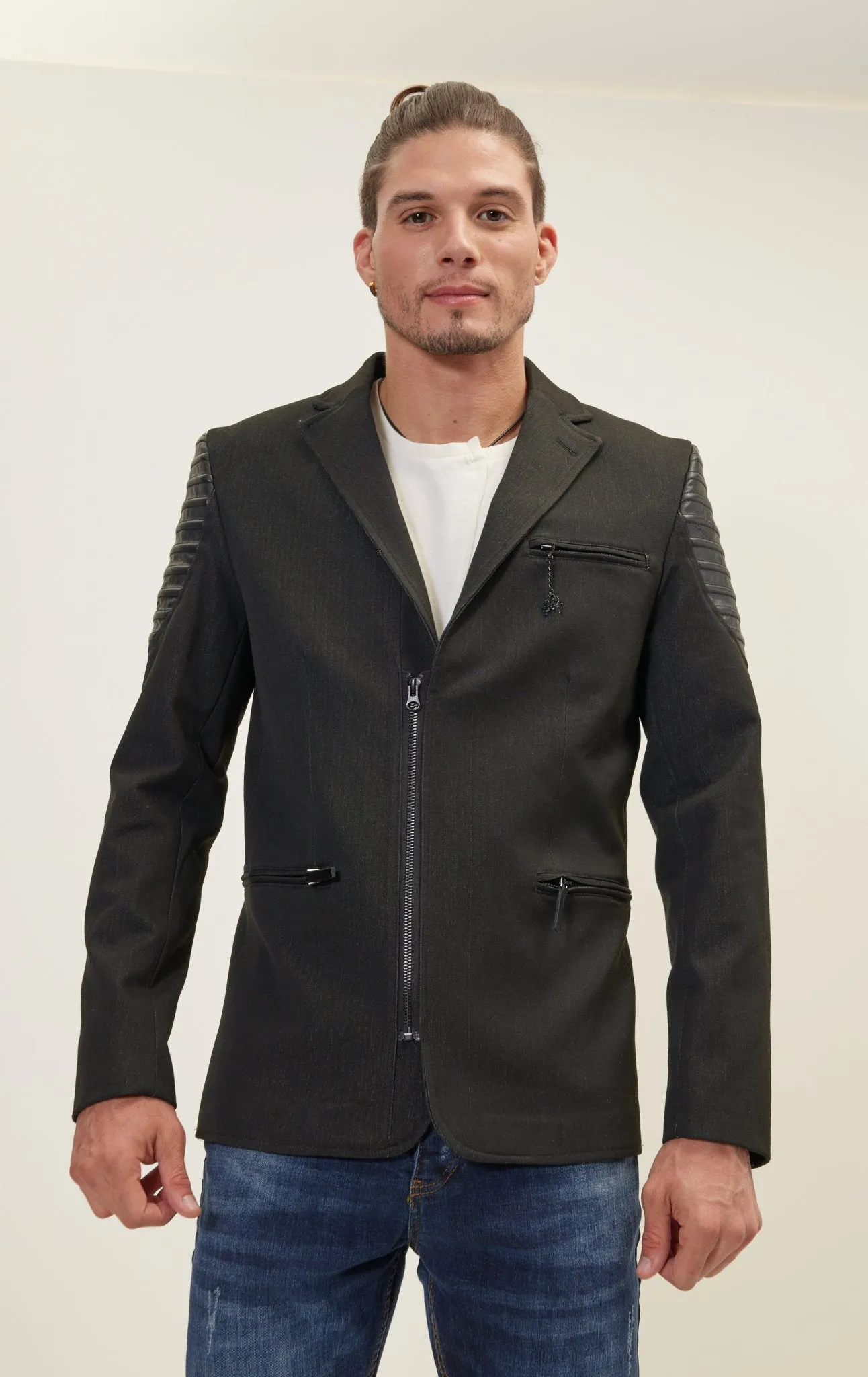 Moto Cross Shoulder Sports Coat - Black