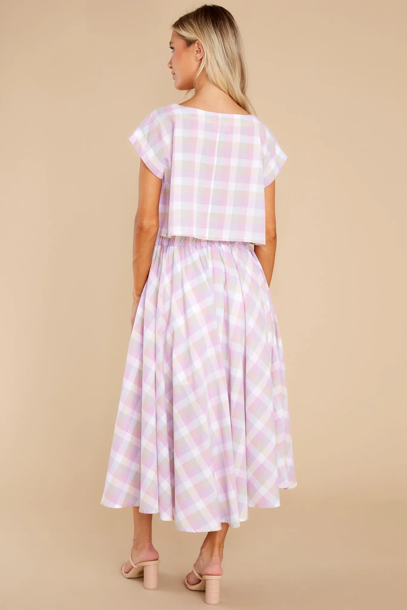 New Blossoms Lavender Plaid Two Piece Set