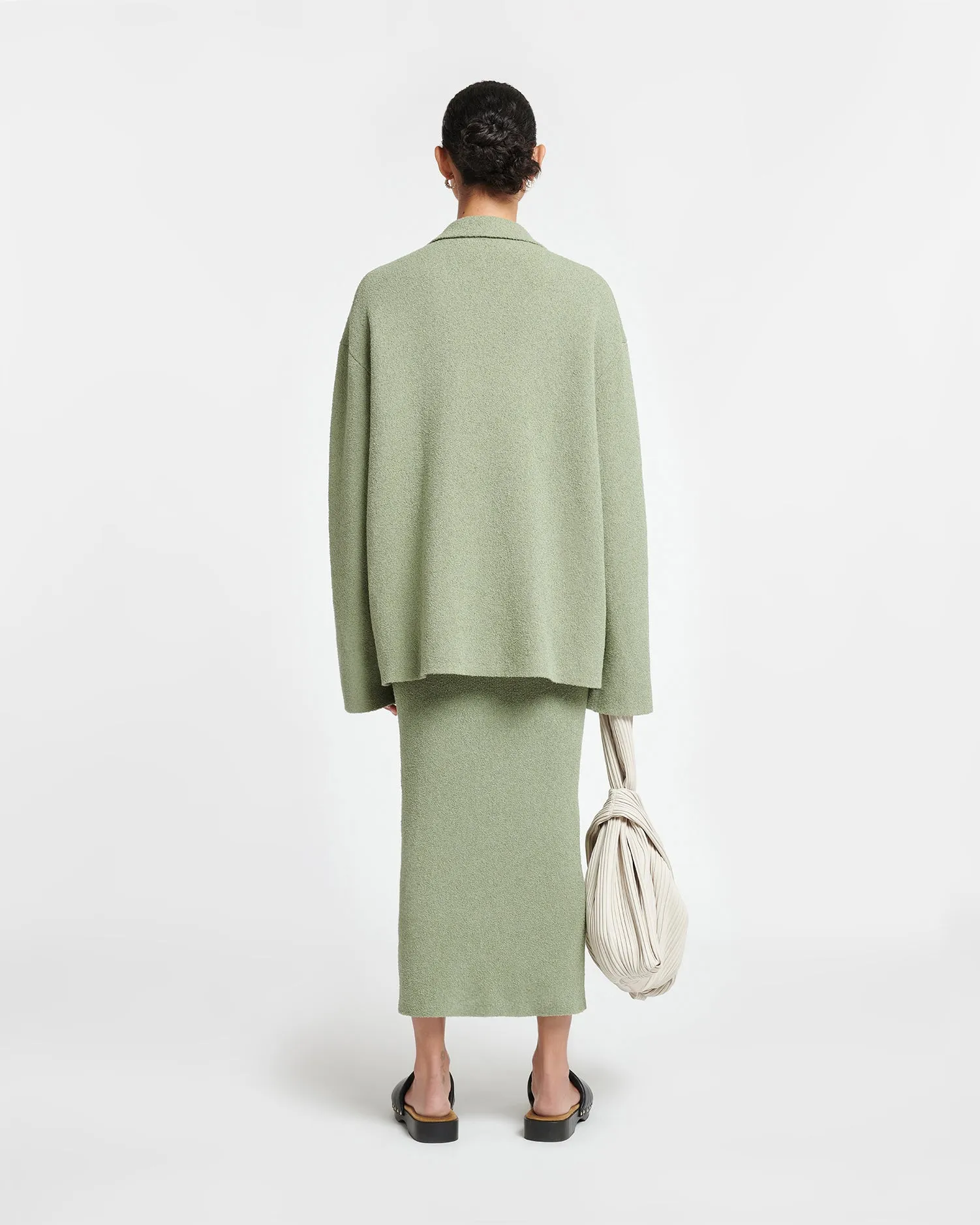 Nima - Terry-Knit Midi Skirt - Faded Sage