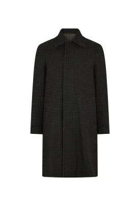 Olive/Midnight Houndstooth Raglan Sleeve Overcoat