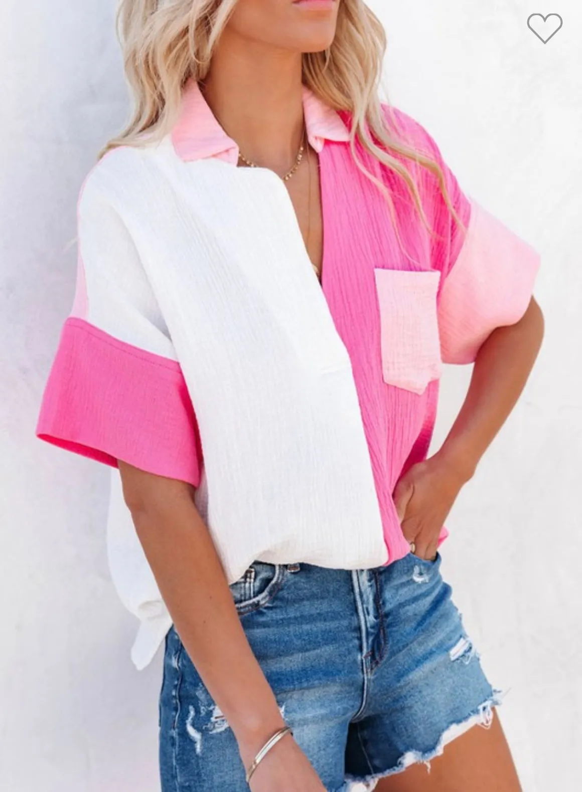 Pink Color Block Top