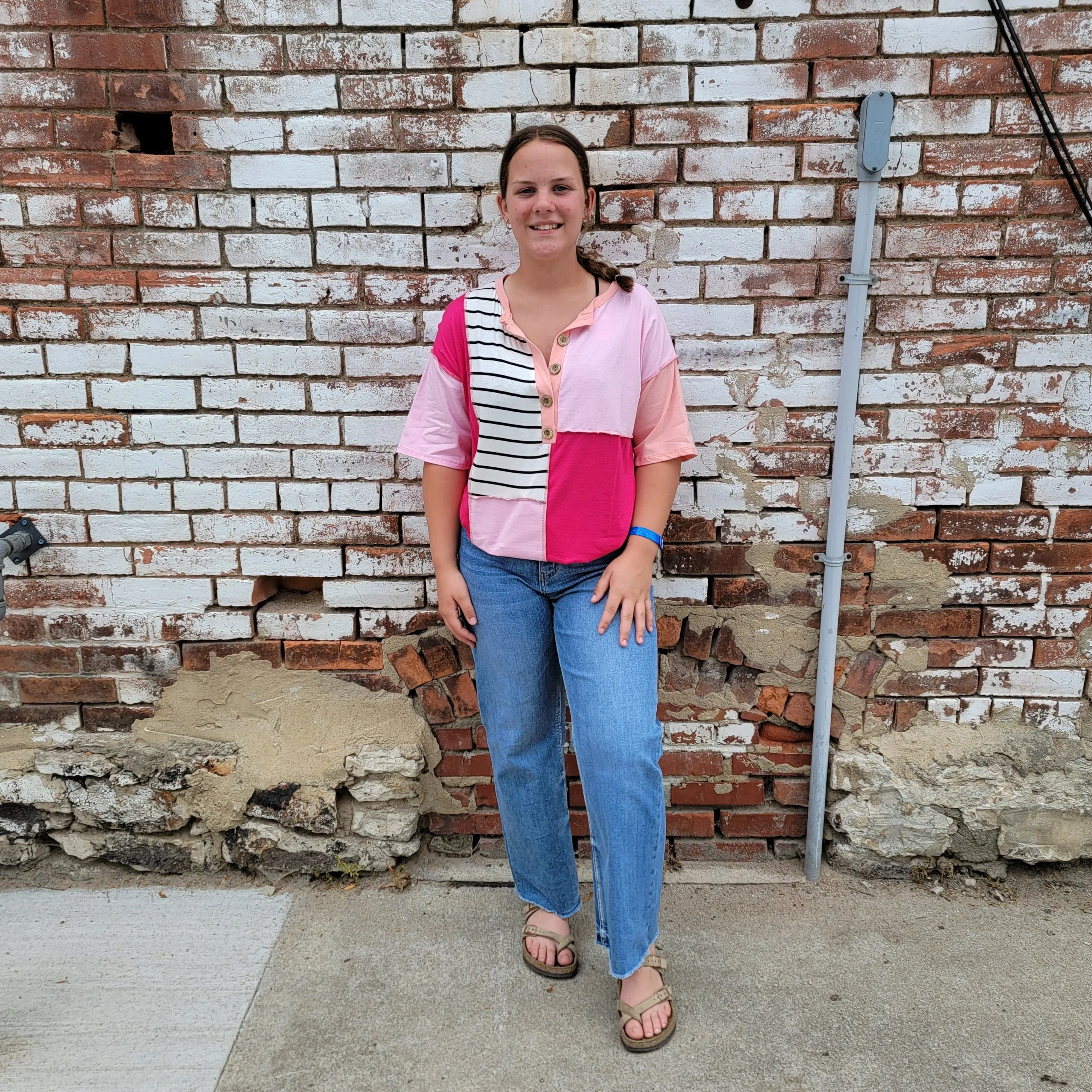 Pink Color Block Top