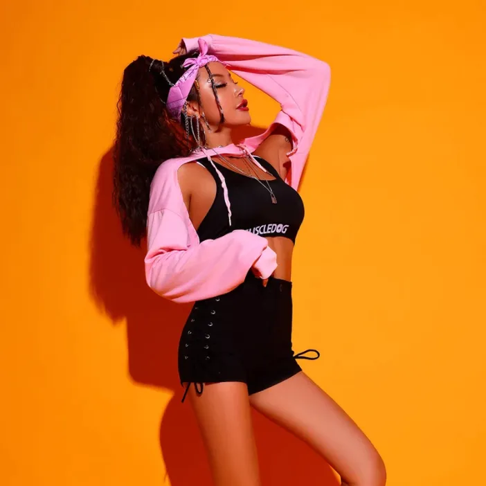 Pink Hip Hop Rave Outfit Set