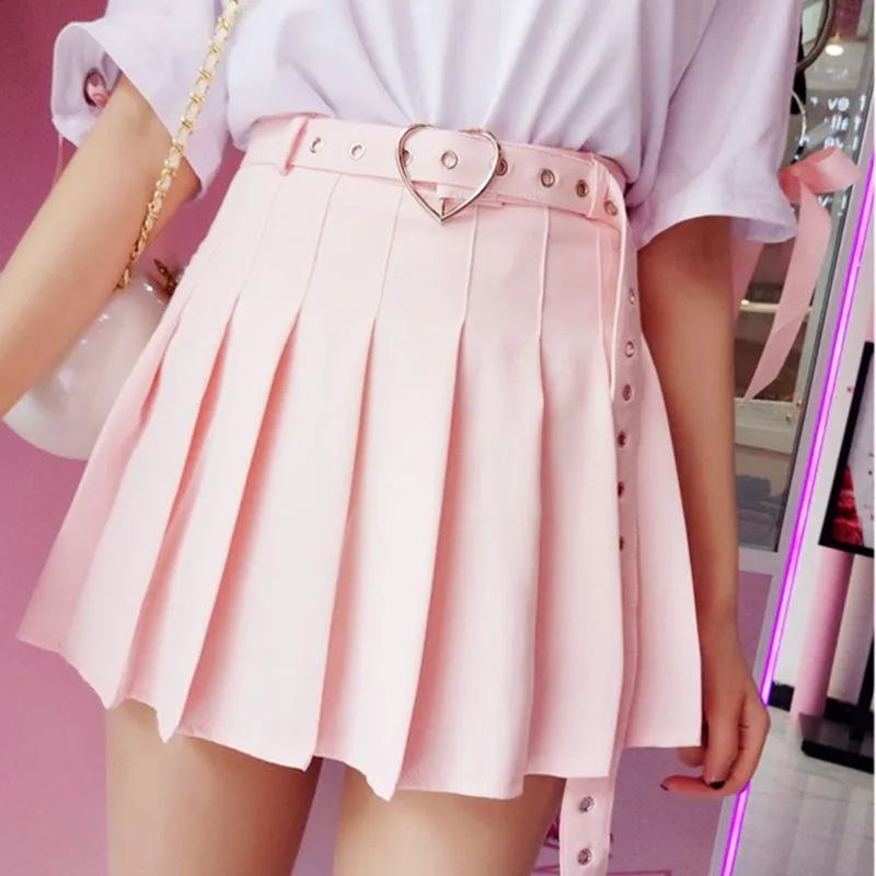 Pink / White Pleated Skirt AD11560