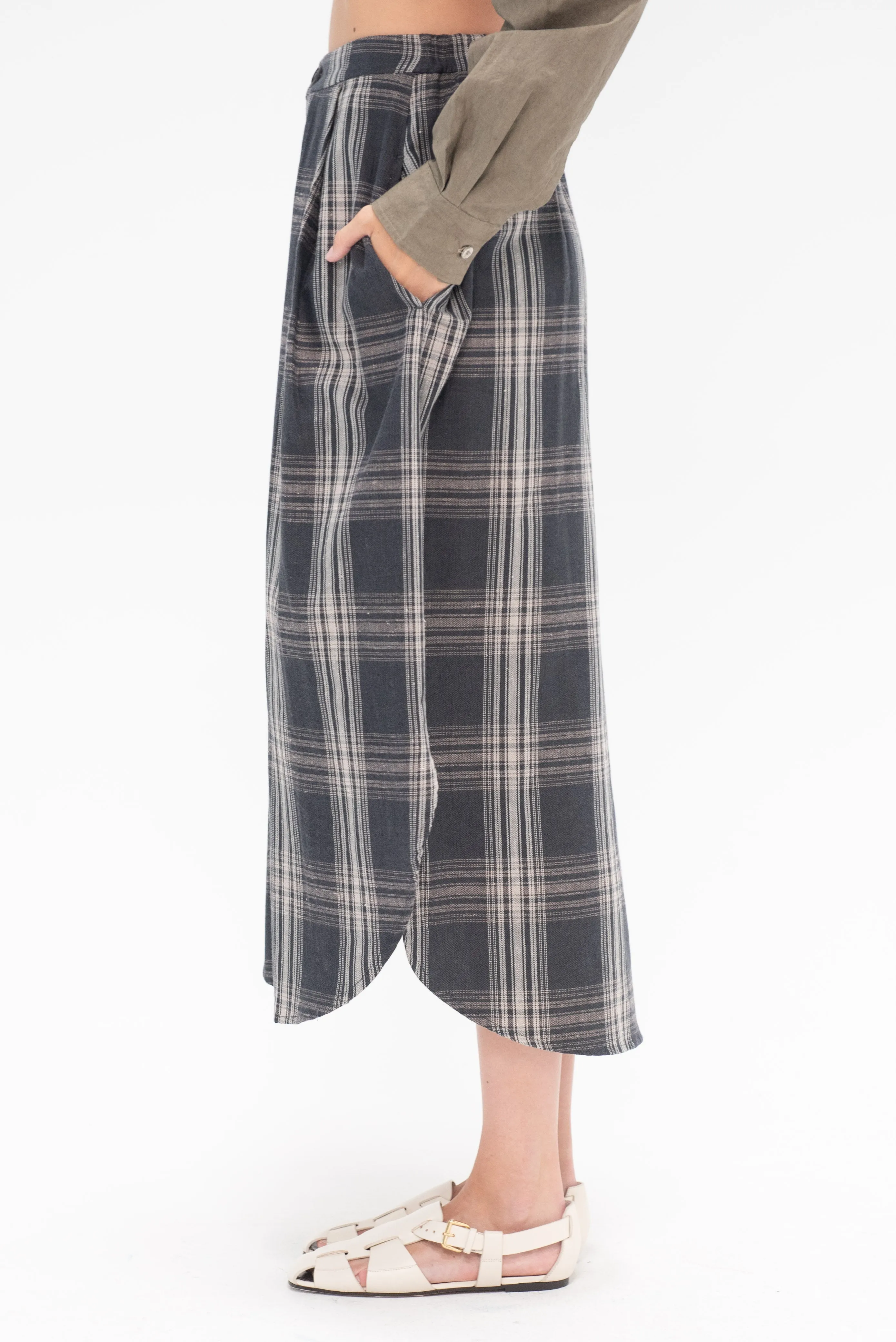 Plaid Placket Skirt, Plaid