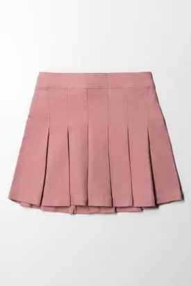 Pleated Denim Skirt Pink