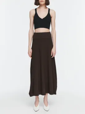 Pleated Mesh Skirt in Brown