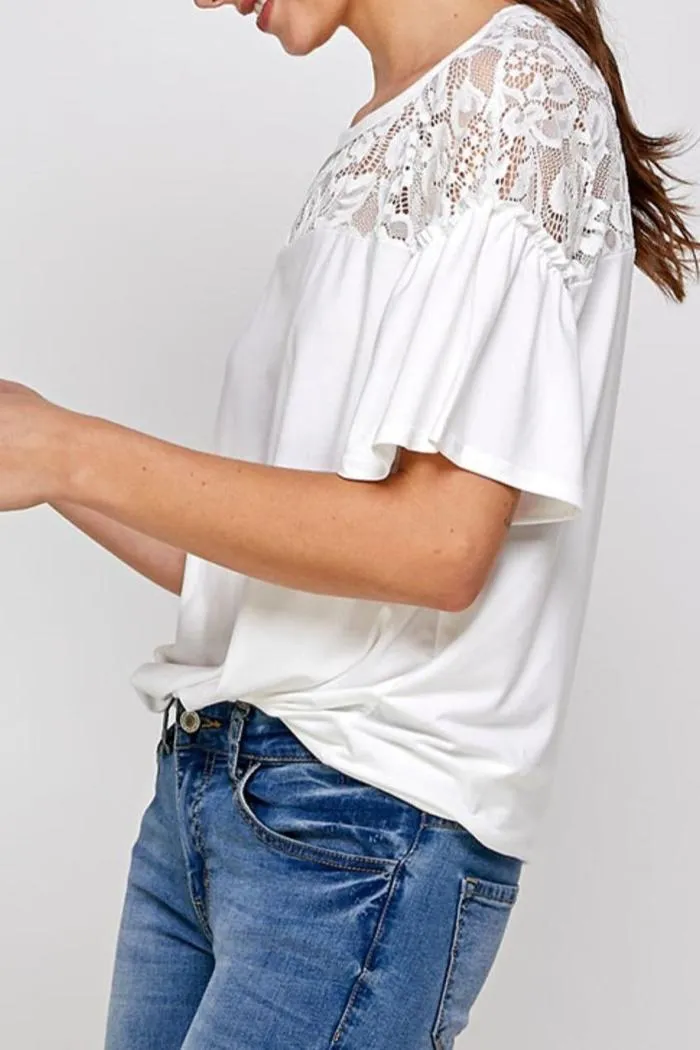 Plus Lace Top Ruffle Sleeve