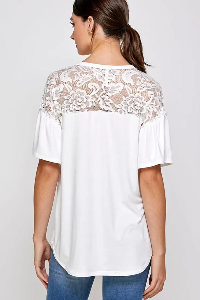 Plus Lace Top Ruffle Sleeve