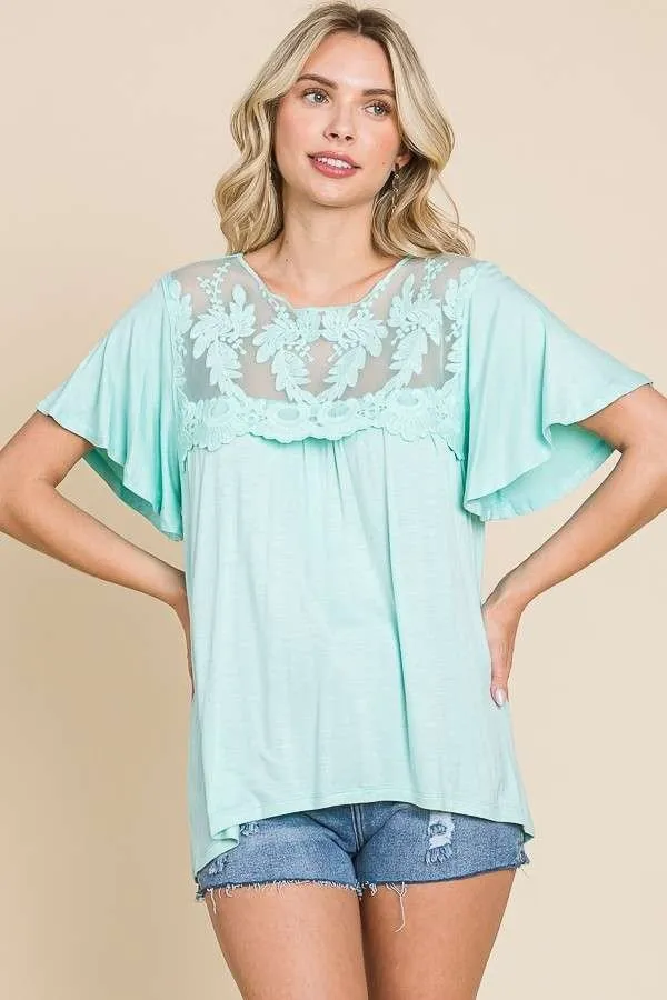 Plus Mint Fresh Lace Top*