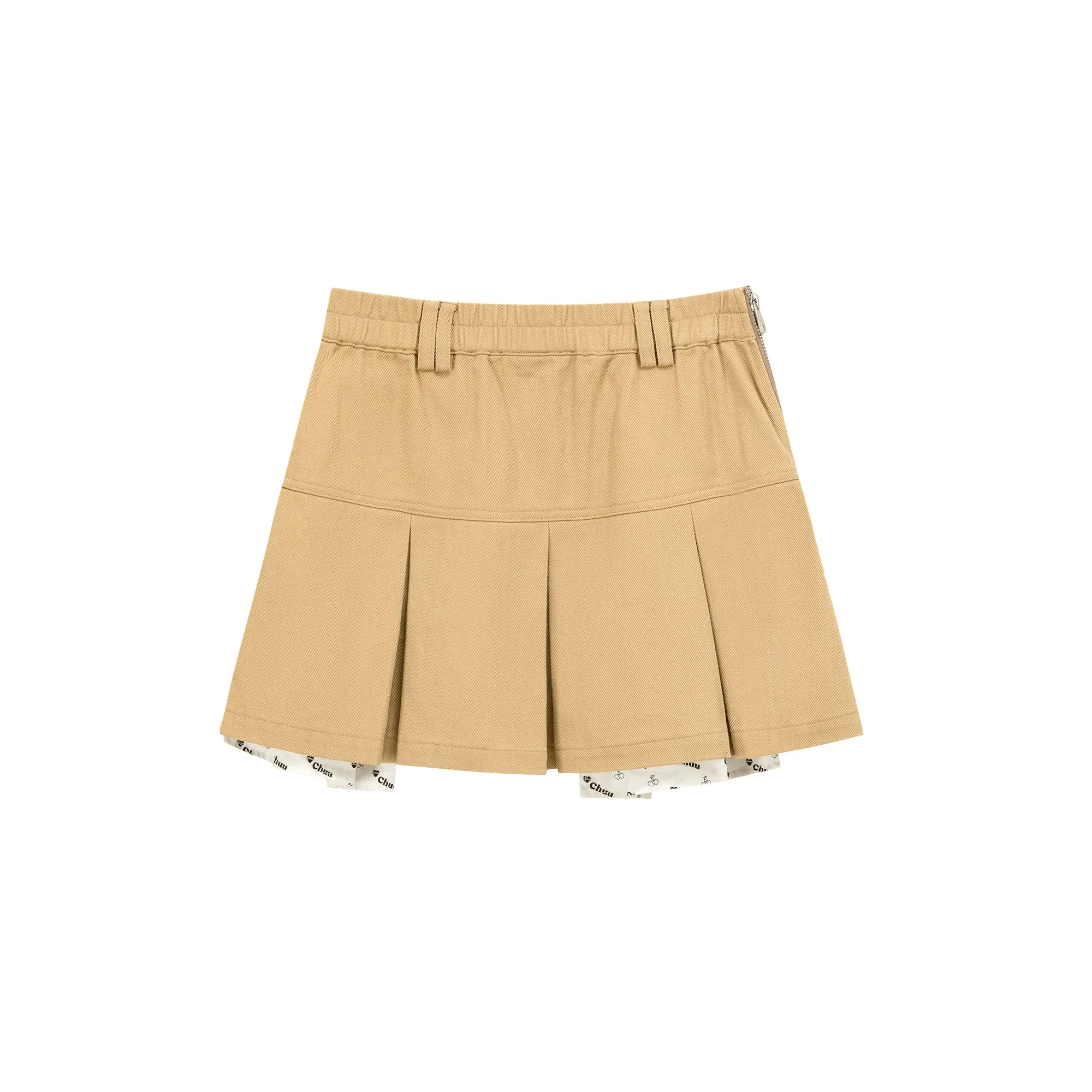 Pocket Lining Pleated Mini Skirt