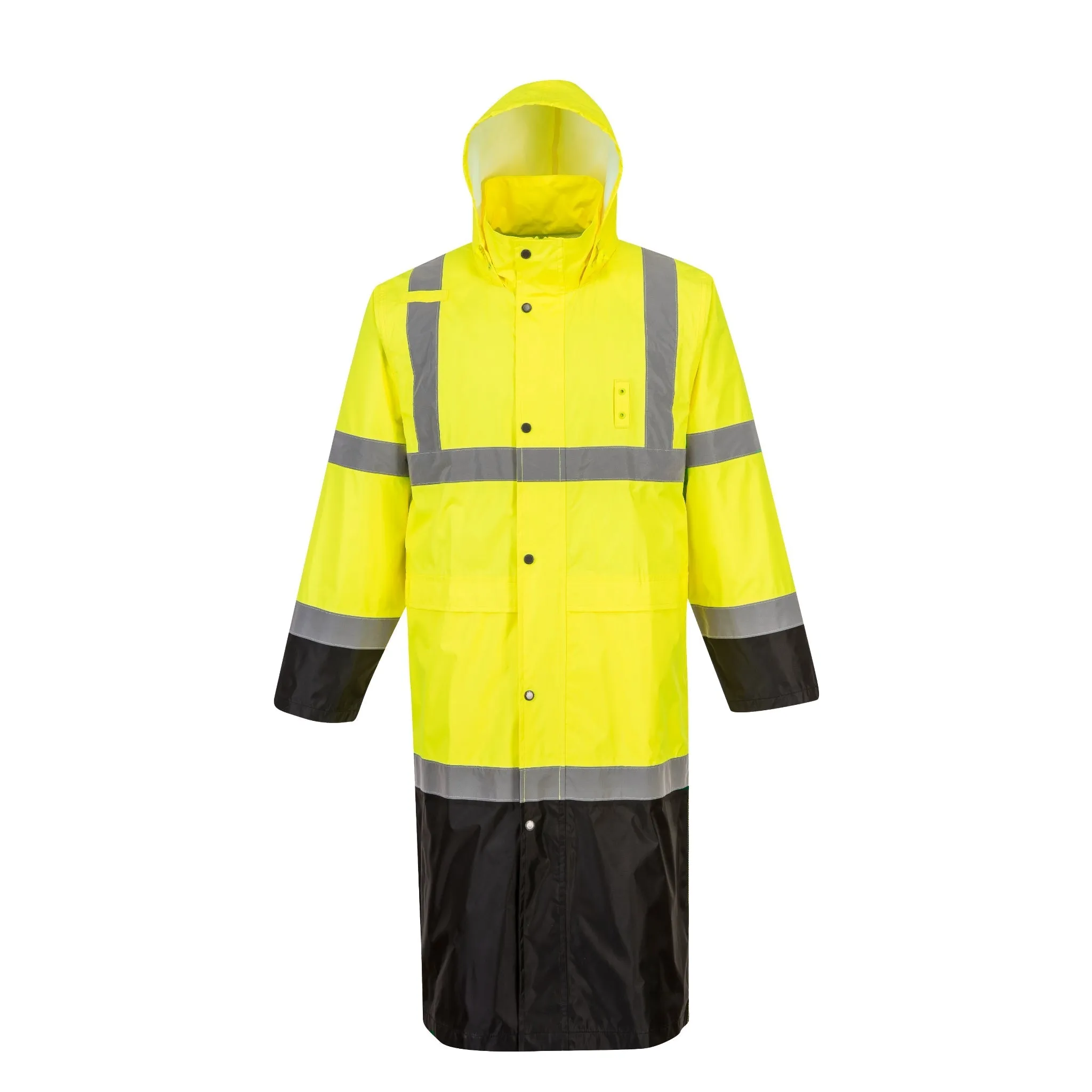 PORTWEST® Contrast Hi Vis Waterproof Trench Coat Rain Jacket  - ANSI Class 3 - UH446