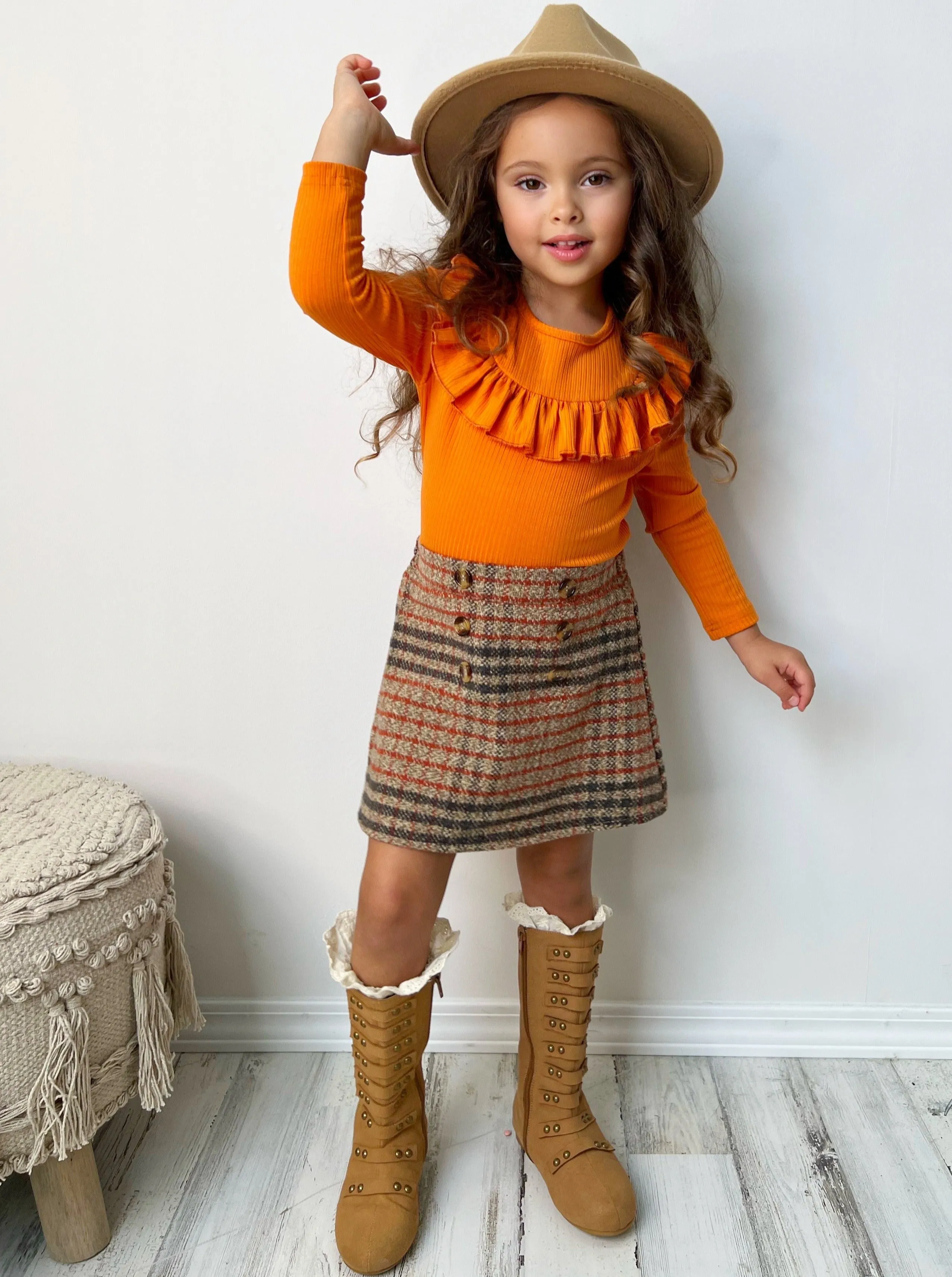 Precious Pumpkin Top and Skirt Set