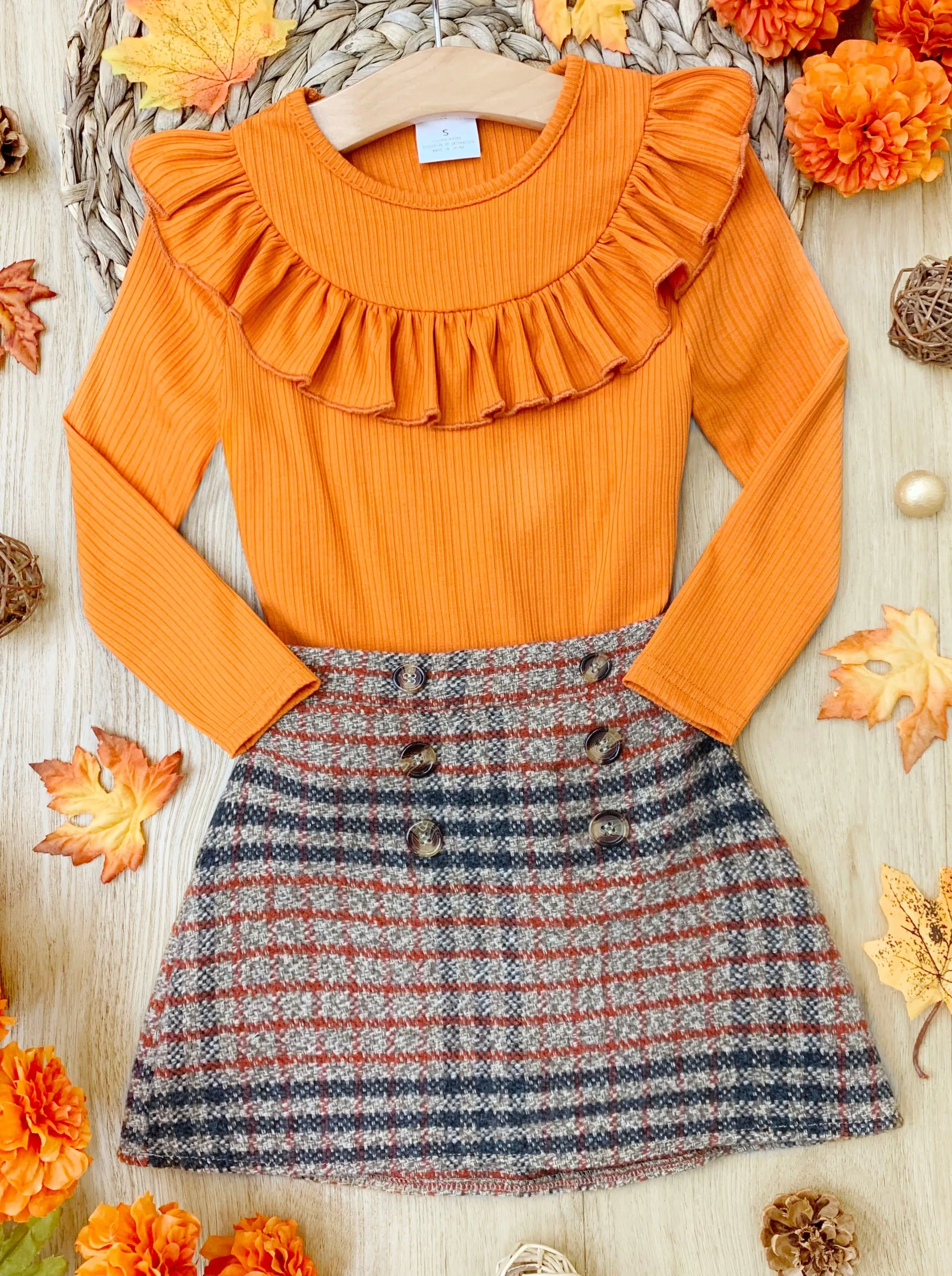 Precious Pumpkin Top and Skirt Set