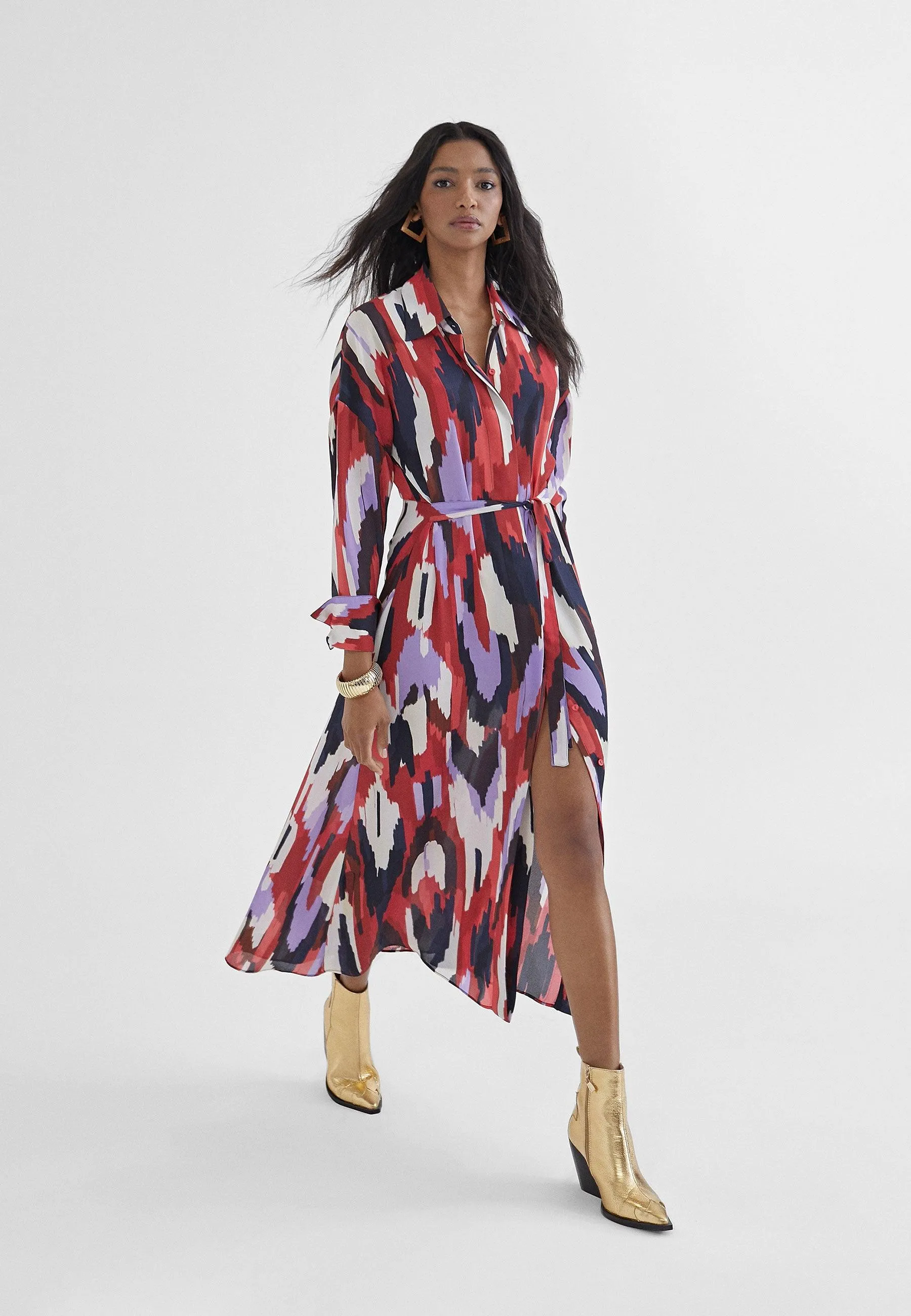 Printed shirt dress