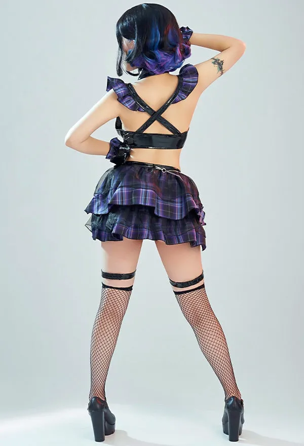 Purple Plaid Latex Vixen Set