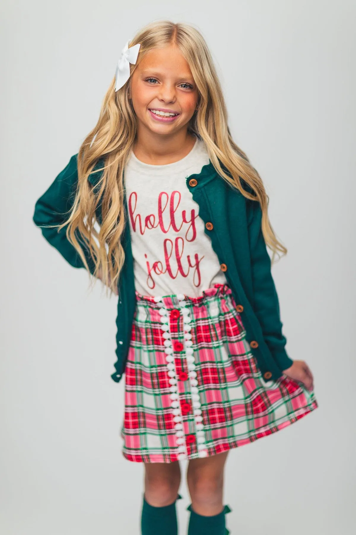 "Holly Jolly" Green Sweater Skirt Set