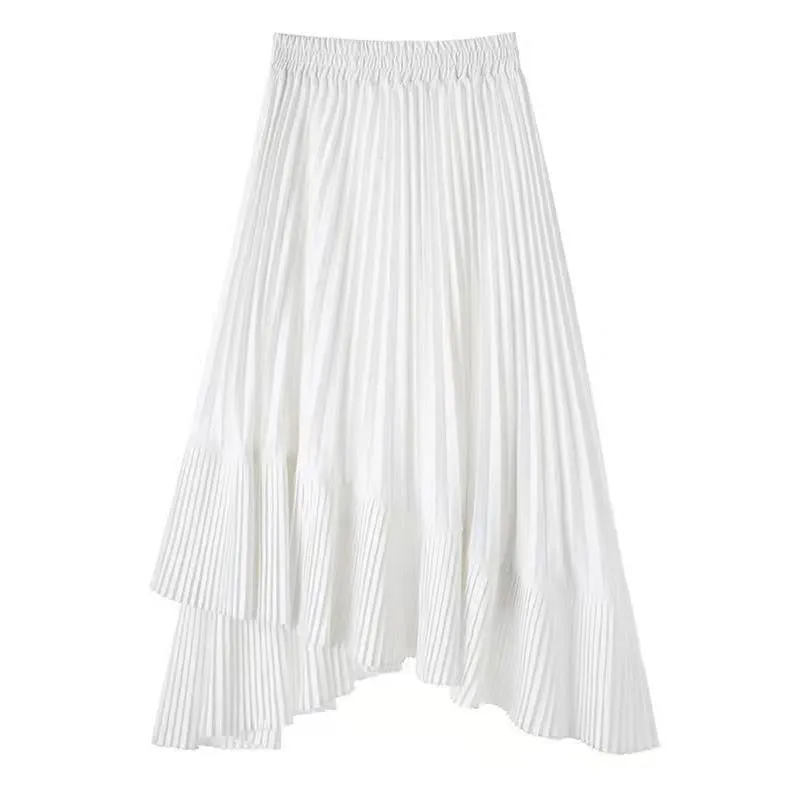 Reno Pleated Asymmetrical Long Skirt