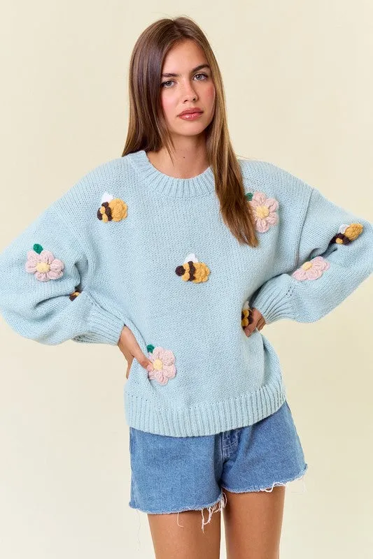 Sage Bee Knit Sweater