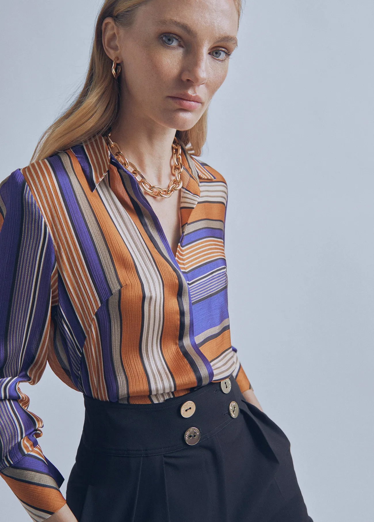 Two-way striped shirt