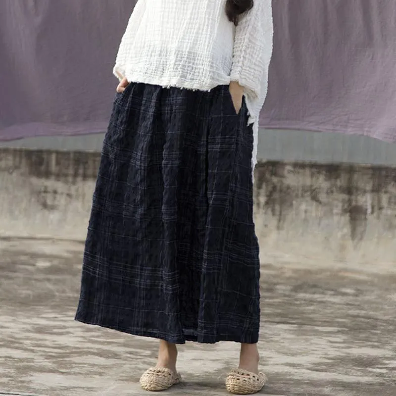 Vintage Plaid Linen Skirt | Lotus