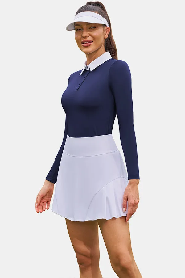 White High Waist Pleated Golf Skirt Women's Tennis Skirt