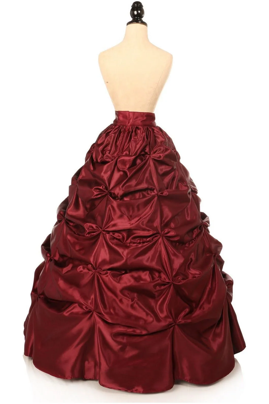 Wine Satin Pick-Up Long Skirt