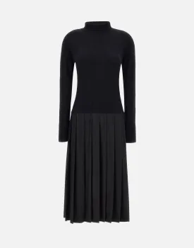 Wool Dress with Pleated Skirt