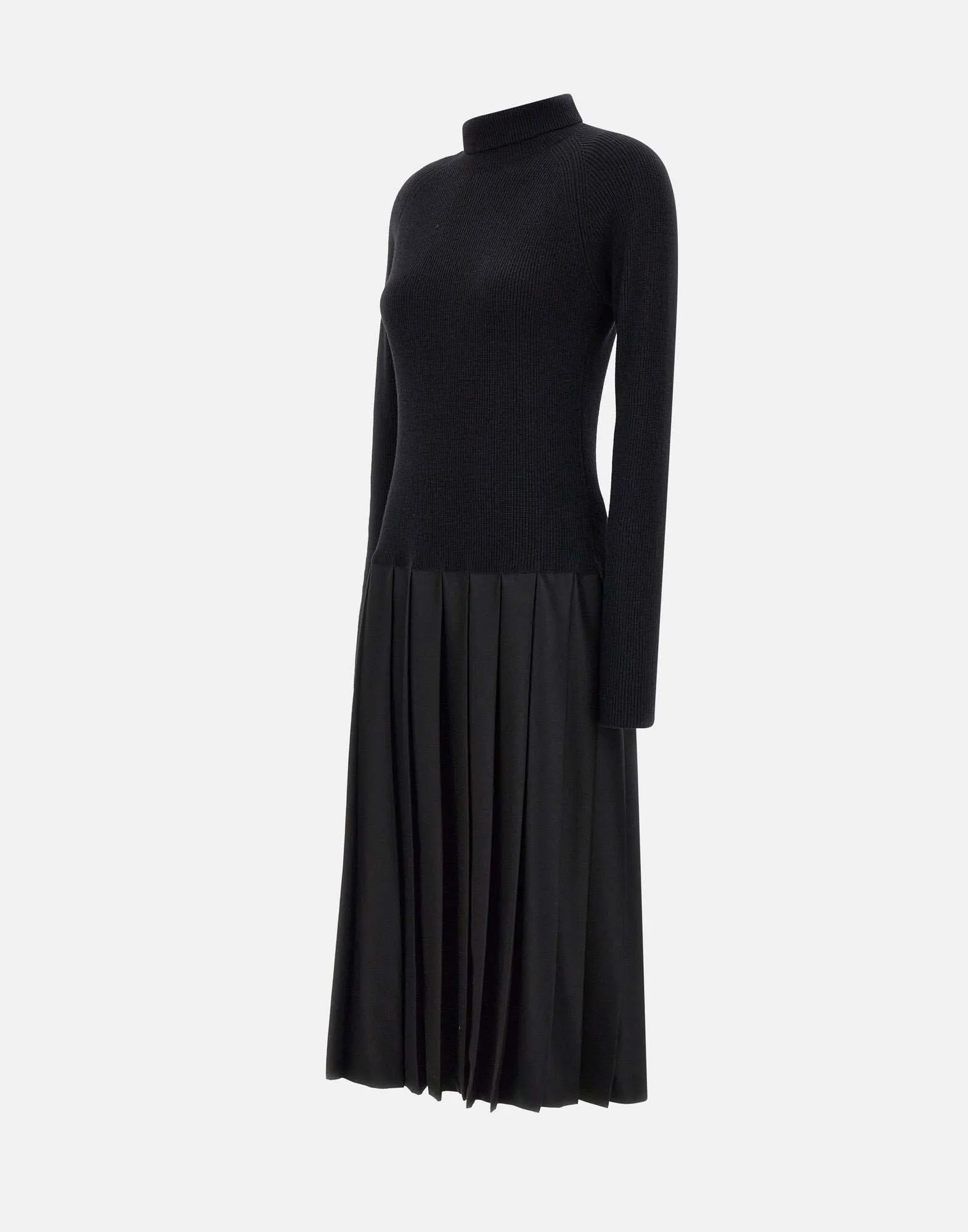 Wool Dress with Pleated Skirt