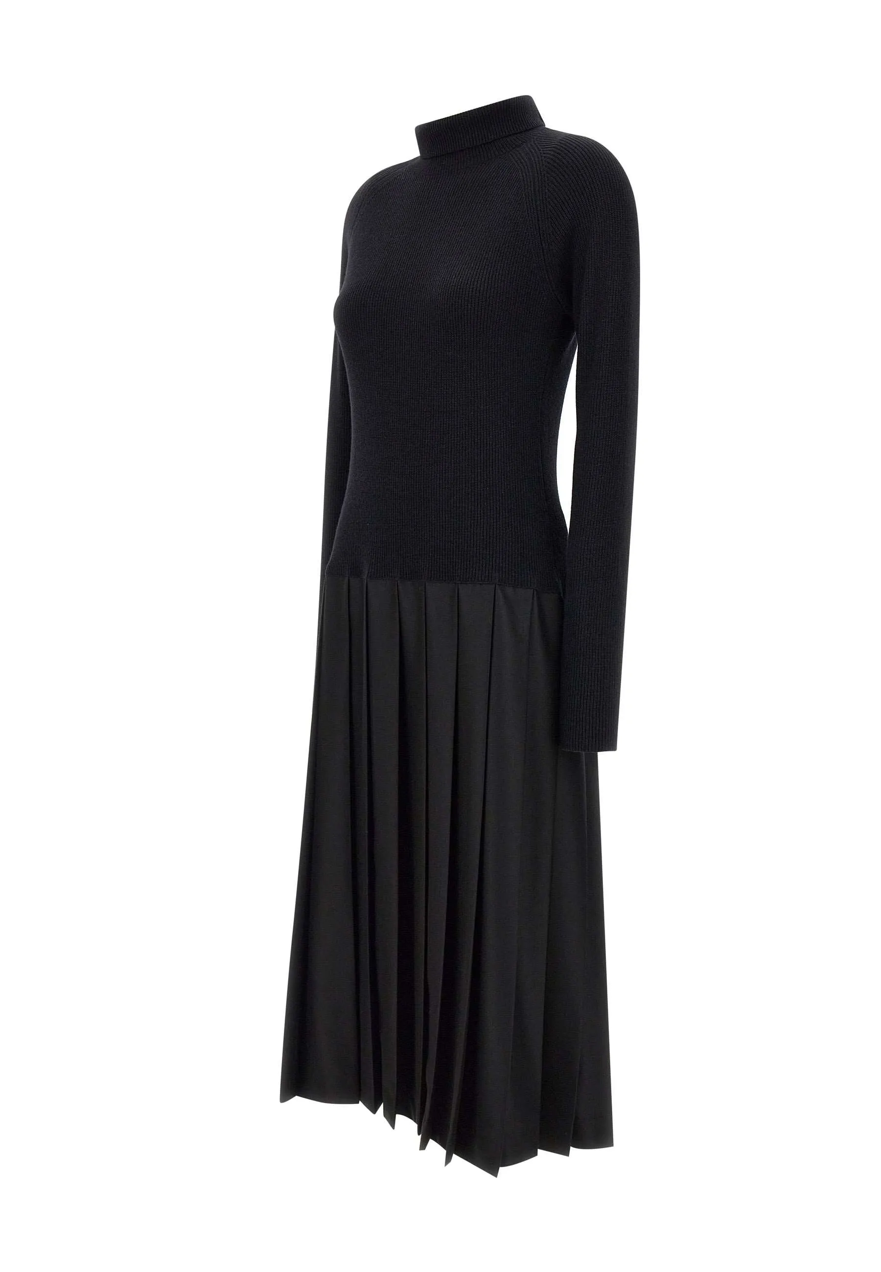 Wool Dress with Pleated Skirt