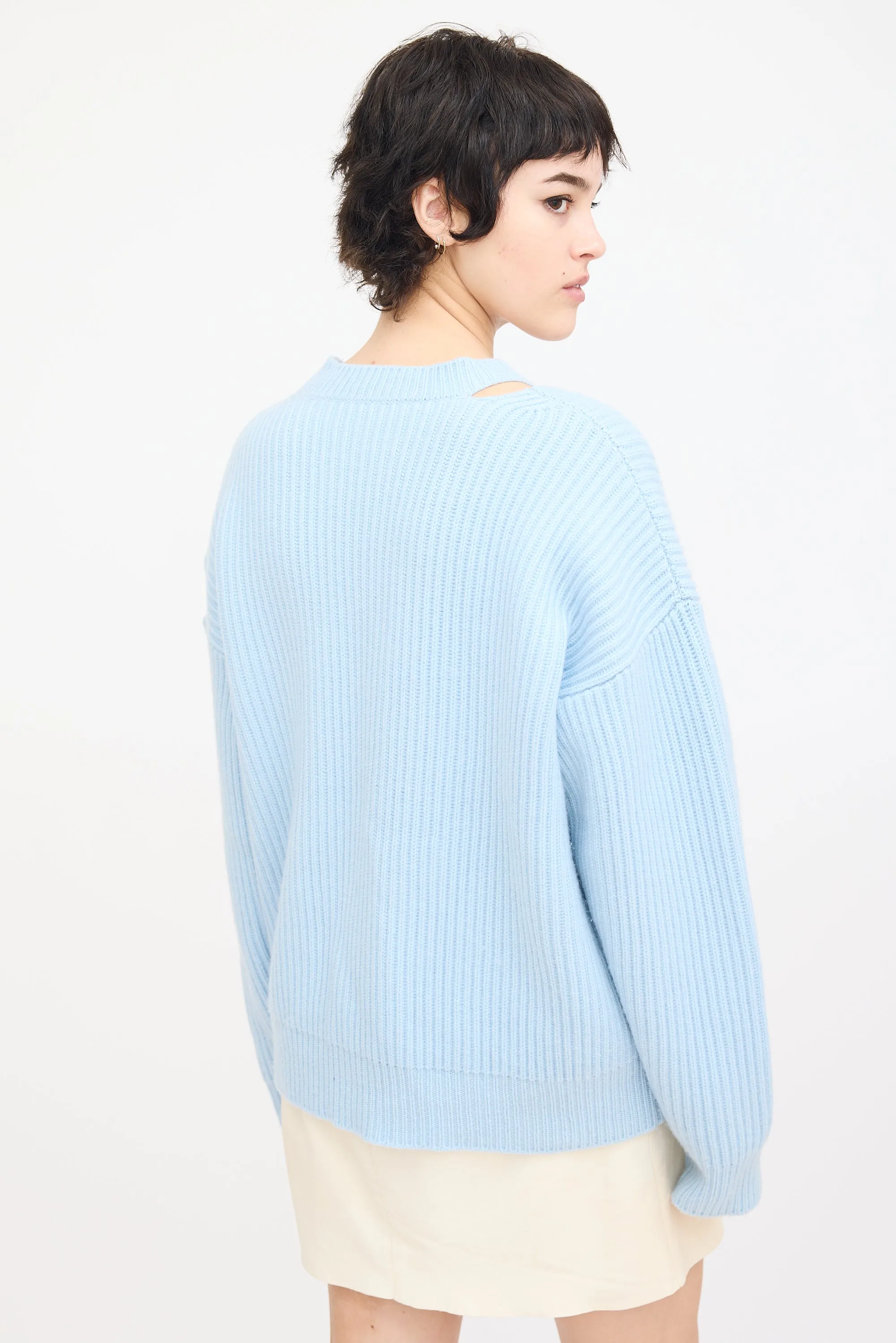 X Versace Light Blue Cashmere Logo Sweater