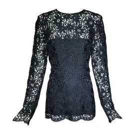 Yves Saint Laurent 1990s Black Guipure Haute Couture Lace Blouse