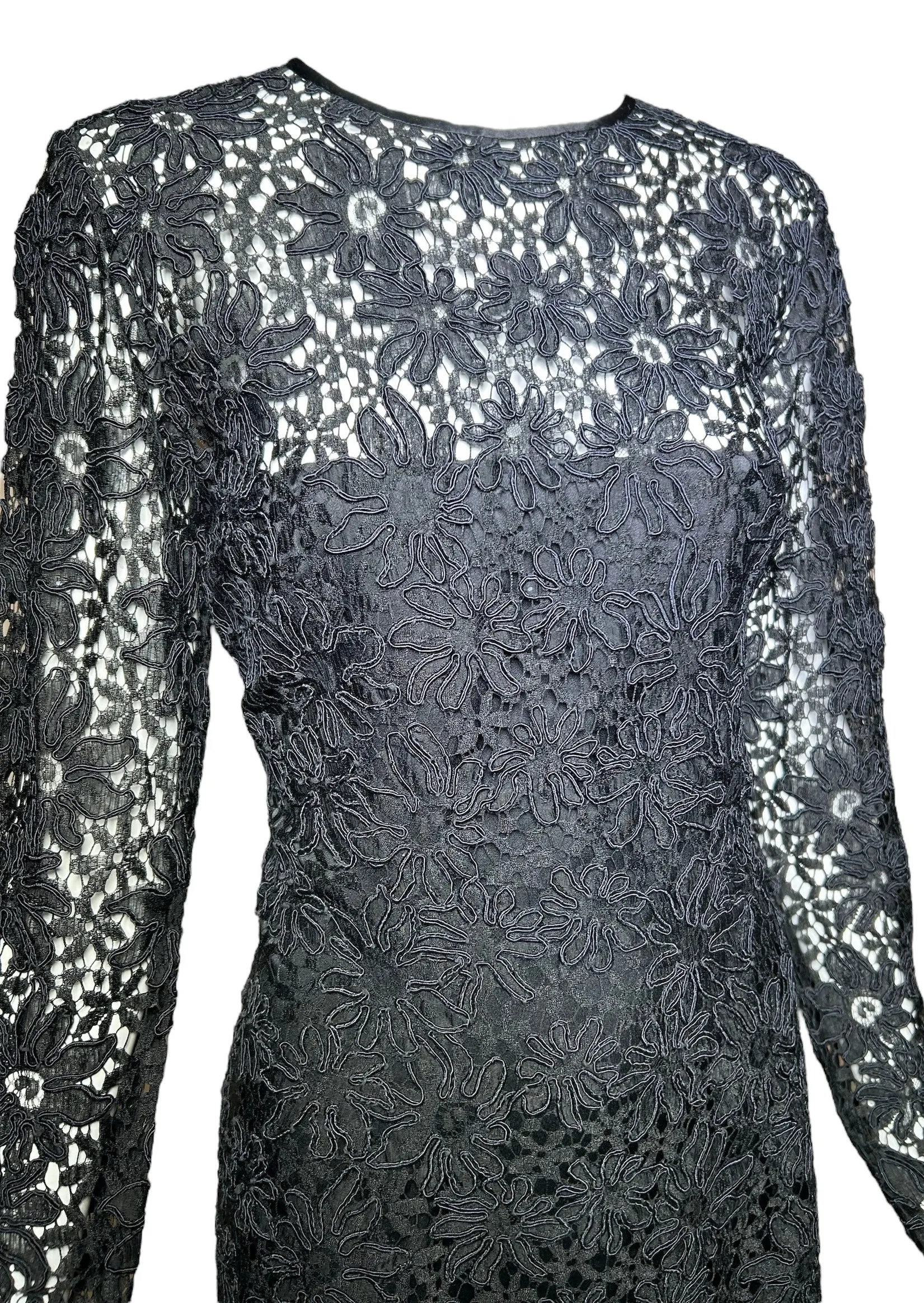 Yves Saint Laurent 1990s Black Guipure Haute Couture Lace Blouse