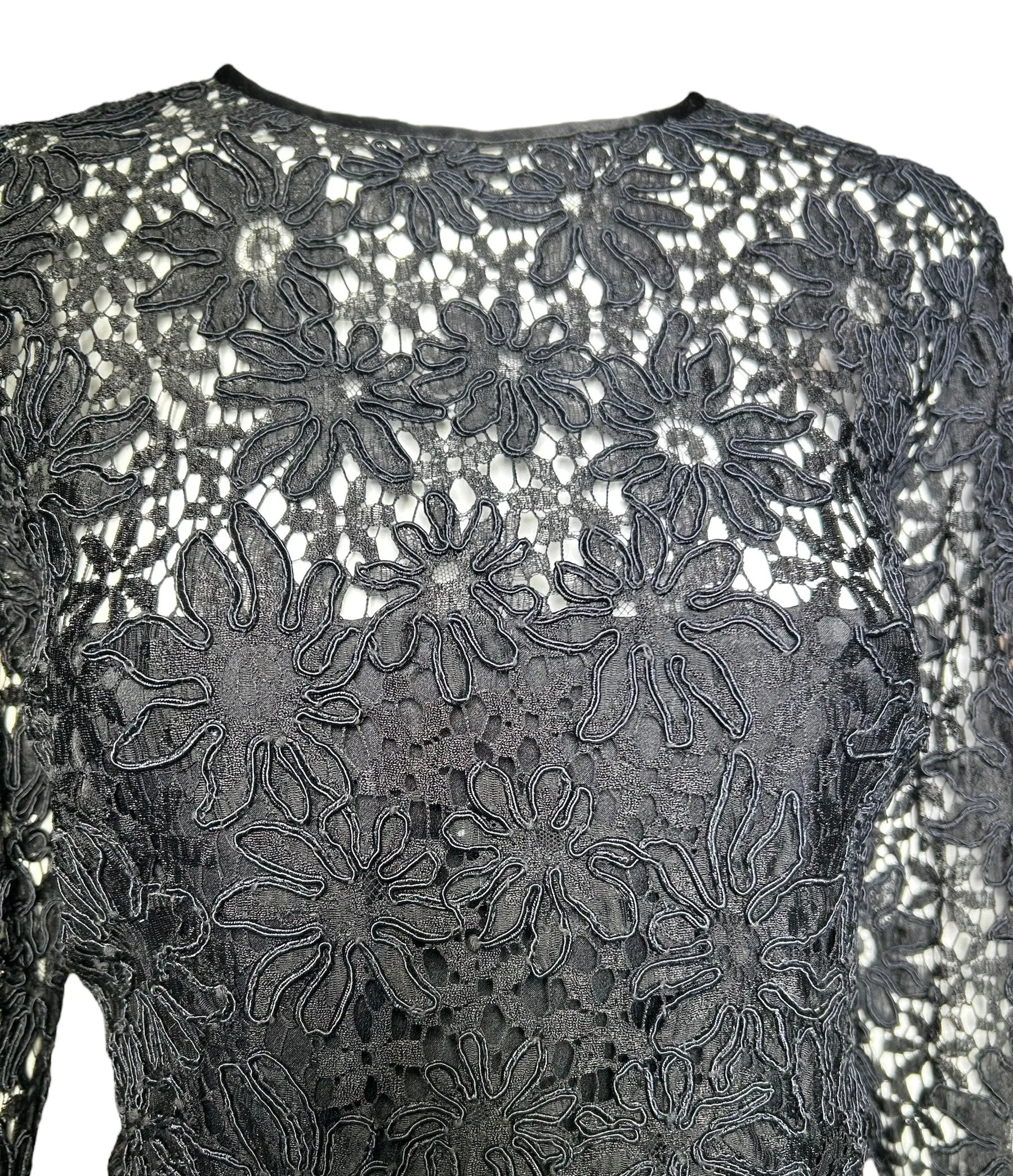 Yves Saint Laurent 1990s Black Guipure Haute Couture Lace Blouse