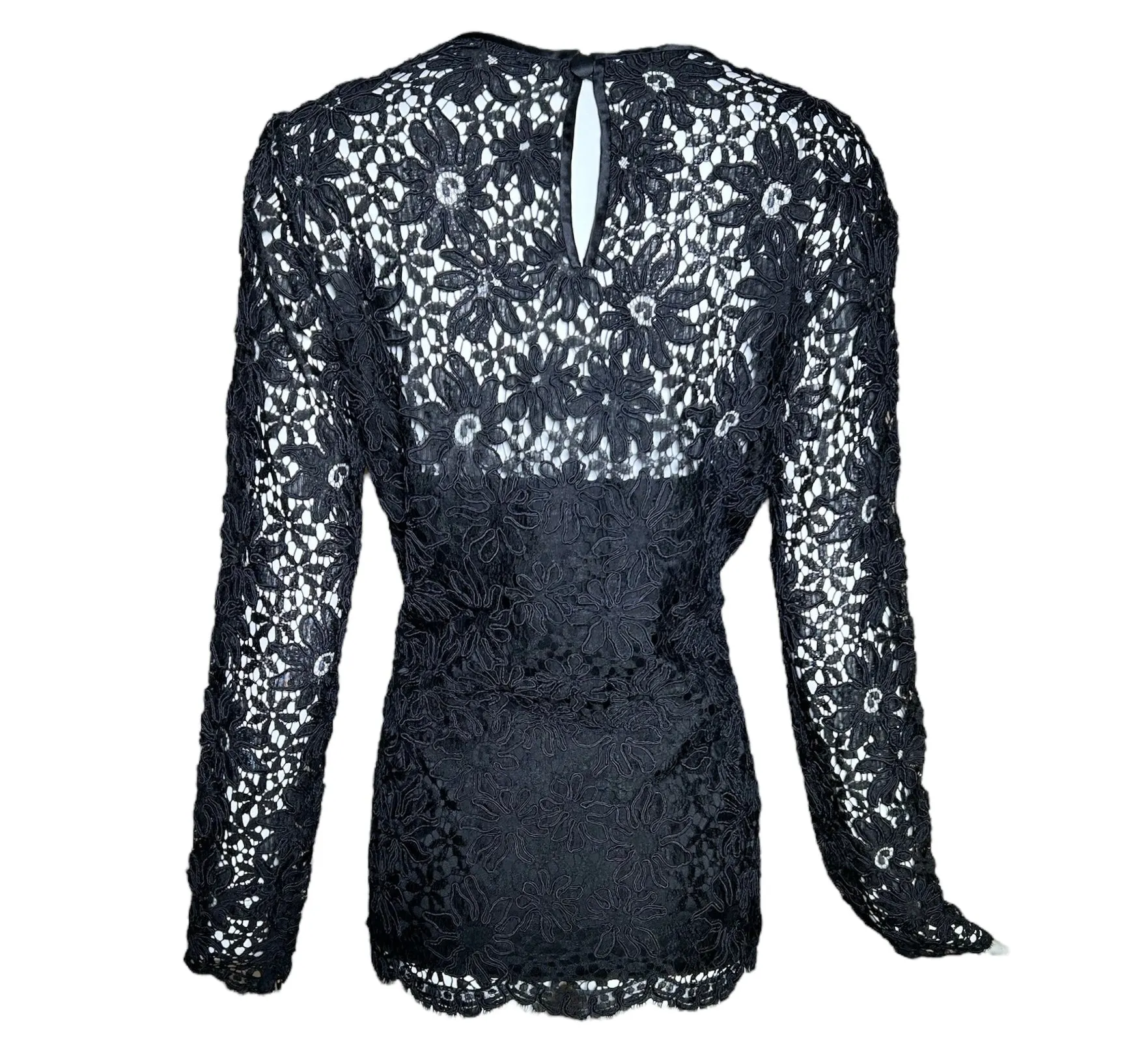 Yves Saint Laurent 1990s Black Guipure Haute Couture Lace Blouse